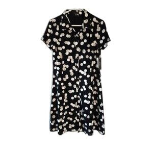 IMNYC Dress s new $119 Black White Career Button Down classic shirt dress small